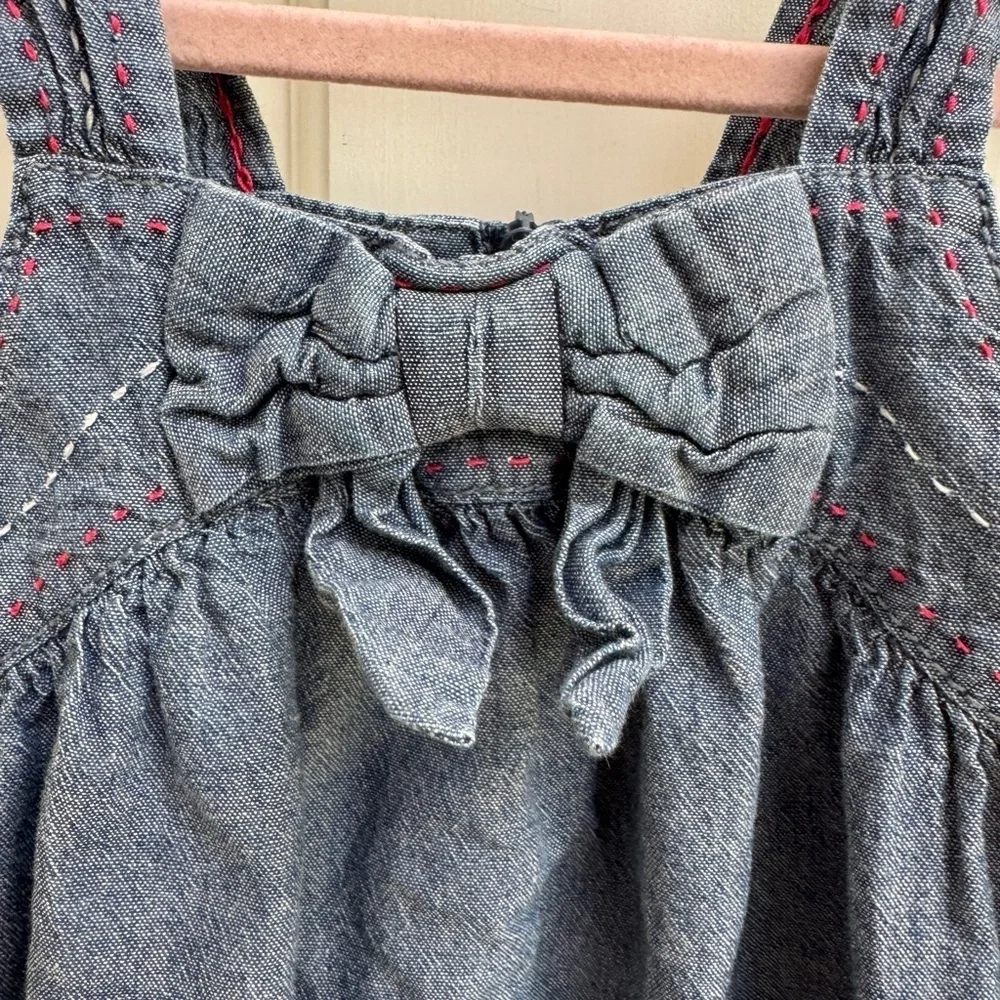 NWOT Gymboree 3T Girls Blue Denim Sleeveless Bow Dress